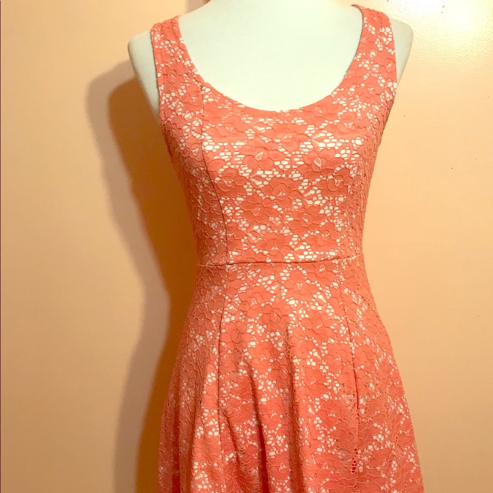 Pink floral dress with open back